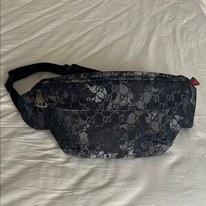 Gucci Black GG Monogram Belt Bag with Subtle Silver Hardware